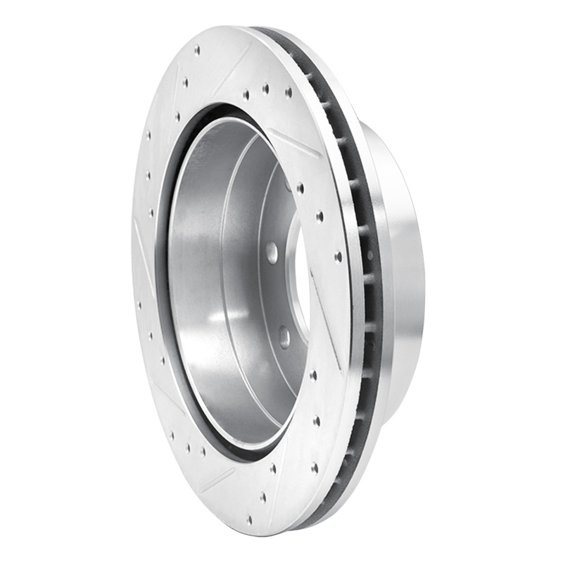 Chevrolet Suburban 2500 Brake Rotor (1) - Rear Right - R1 Concepts - Drilled & Slotted - Silver - `03-`05